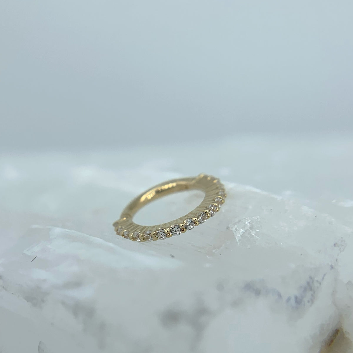 【$ Buddha Jewelry $】 K18 ダイヤモンドリング Textured Buddha CZ Ring Solid 10K Yellow Gold