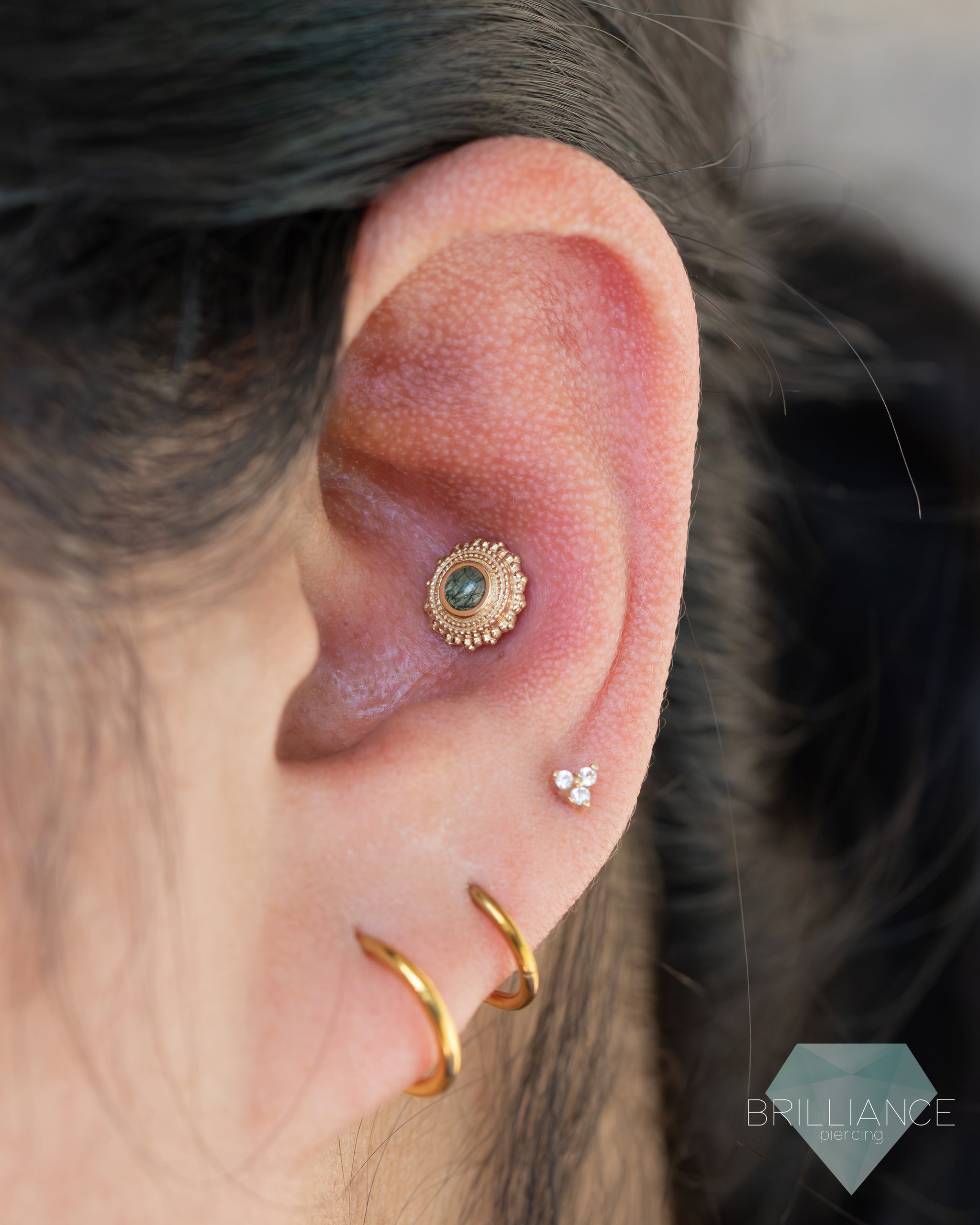 Afghan with Moss Agate 18g/16g Threaded End – Brilliance Piercing